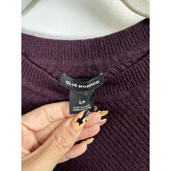 Club Monaco Plum Purple Merino Wool Blend Quiet Luxury Designer Sweater Dress - Picture 4 of 7